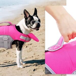 Red Adventure Dog Harness/Life Vest Float, beach pool boating kayak